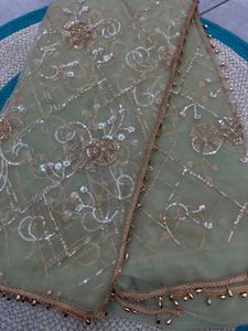 Indian Traditional Ethnic Fancy Designer Wedding Saree with Heavy Net Material Embroidery Sequins Work for Women Trendy Fit - Product Image 5