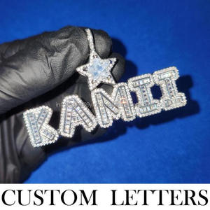 Luxury " STARR " Letter Necklace <b>Iced</b> <b>Out</b> Diamond Pendant Hip Hop <b>Chain</b> Jewelry - Product Image 5
