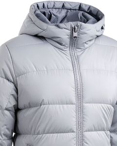 Men <b>Light</b> Grey Hooded Puffer <b>Jacket</b> Warm Quilted Cotton Filled Winter Outerwear Zipper Pockets Casual Streetwear 100% Nylon - Product Image 1