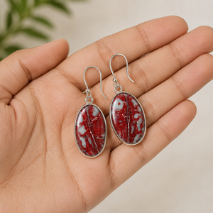 Natural Noreena Jasper Gemstone Dangle Earrings 925 Sterling Silver Oval Cabochon Ear Wire Handmade Third <b>Party</b> Certified - Product Image 5
