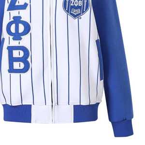 Zeta Phi Beta Pinstripe Track <b>Jacket</b> Women Blue Tech <b>Zip</b> <b>Up</b> <b>Jacket</b> Greek Sorority Streetwear Stylish Trendy Casual Outfit - Product Image 5