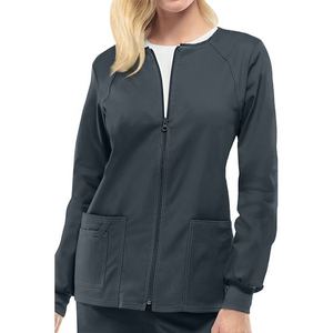 Blouse médicale personnalisée en tissu extensible avec fermeture éclair sur le devant, idéale pour l'automne et l'hiver, pour les infirmières et le personnel soignant. - Product Image 1