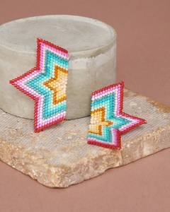 Star Shaped Seed <b>Bead</b> Statement Earrings Colorful Geometric Bohemian Handmade Lightweight Fashion Jewelry Gift For Women - Product Image 5