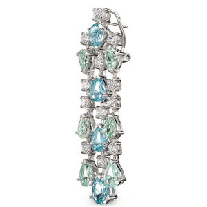 Boucles d'oreilles pendantes romantiques pour femmes avec topaze taille poire et diamant, en alliage plaqué rhodium, bijoux de soirée - Product Image 3
