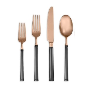 Ensemble de couverts de luxe modernes en acier inoxydable avec manche fin en émail noir plaqué argent pour la maison, les restaurants et les mariages - Product Image 6