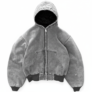 Nueva Llegada, Mejor Precio, Sudadera con Capucha Corta, Holgada, con Cierre, de Felpa, Lavada al Ácido, Ecológica, para Hombre y Mujer - Product Image 4
