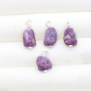 Dyed Ruby Raw Stone Charm 8-10 mm Handmade Wire <b>Wrapped</b> Pendant Jewelry Making Supply <b>Pink</b> Crystal Healing Stone - Product Image 4