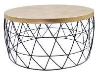 Table basse moderne de haute qualité en fer doré et bois, avec plateau en bois, pour salon – Nouveauté