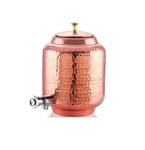 Copper <b>Water</b> Dispenser With Secure Lid And Durable Tap For Safe <b>Drinking</b> <b>Water</b> Storage Solutions - Product Image 2