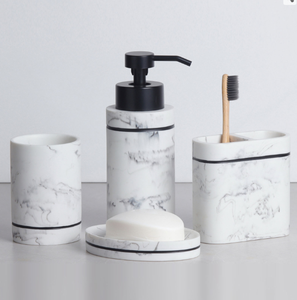 Nouvel ensemble de salle de bain en marbre de qualité supérieure : distributeur, porte-brosse à dents, porte-savon – Écologique, durable, de luxe pour la maison et l'hôtel – Direct Inde - Product Image 2