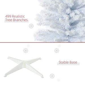 Albero di Natale Artificiale Realistico e Sottile con 7 Ramoche Innevate, Base in Plastica, Decorazione Natalizia da Interno - Product Image 3