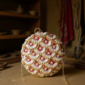 Sac à main artisanal de luxe indien, perles de verre multicolores, forme baguette, décontracté, fait main, durable, fournitures de perlage ethnique - Product Image 2