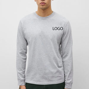 T-shirts Homme Hip Hop Oversize 100% Coton Manches Longues Col Rond Respirants Écologiques Personnalisables Prix de Gros 2026 - Product Image 1