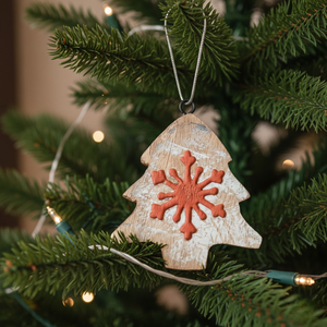 Ornement suspendu en forme de sapin de Noël en bois, décoré de fleurs |   Décorations de Noël festives pour la maison, cadeau, utilisation pour les fêtes - Product Image 4