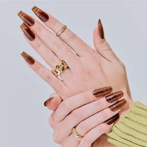 Autocollants pour ongles en gel semi-durcis 100% réels coréens, véganes, sans cruauté, non toxiques, qualité salon, manucure, 28 pièces - Product Image 3