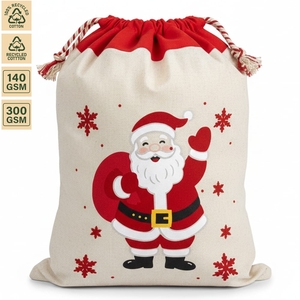 Pochette de Noël du Père Noël - 27x43x00 cm 140 GSM Coton Naturel avec Logo Personnalisé Teint 300 GSM Marque Personnalisée Taille Personnalisée OEM - Product Image 1