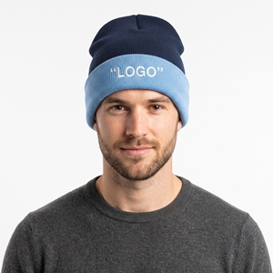 Bonnet d'hiver tricoté unisexe bicolore, épais, double couche, chaud, personnalisable avec broderie, pour temps froid - Product Image 5