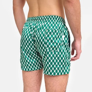 <b>Mens</b> Green Geometric Swim <b>Trunks</b> Quick Dry Beach Shorts Drawstring Summer Board Shorts OEM Wholesale <b>Mens</b> Printed Swim <b>Trunks</b> - Product Image 4