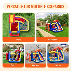 Grande structure gonflable d'extérieur avec toboggan, souffleur et sac de rangement - Trampoline familial de haute qualité - Product Image 6