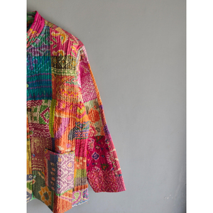 Veste courte matelassée réversible pour femme, imprimé floral, en coton respirant, idéale pour l'automne, l'hiver et le printemps – Cadeau - Product Image 3
