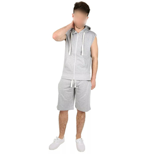 Conjunto Deportivo de Otoño para Hombre, Sudadera sin Mangas y Pantalones Cortos, Ropa de Gimnasio Informal de 2 Piezas, Colores Personalizados Disponibles - Product Image 1