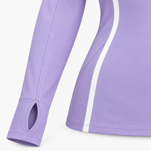 Camiseta de entrenamiento de tenis sin mangas para mujer con cremallera de un cuarto, cuello alto, orificios para los pulgares, elástica, para entrenamiento en cancha, 100% poliéster, corte ajustado - Product Image 4