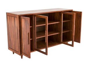 Wholesale Mid Century Modern Solid Wood <b>Sideboard</b> 4 Door Glass Buffet Cabinet Dining Room Credenza | Pindel Handicraft - Product Image 5