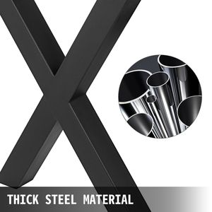 Set di 2 gambe per tavolo da pranzo a X in acciaio, sezione quadrata rinforzata da 3,1 pollici, altezza 28 piedi, larghezza 30 piedi - Product Image 2