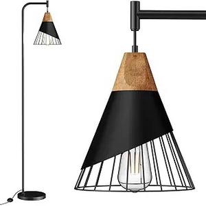 Lámpara de Pie Negra Contemporánea con Interruptor de Pie y Portalámparas E27 para Iluminación del Hogar - Product Image 1