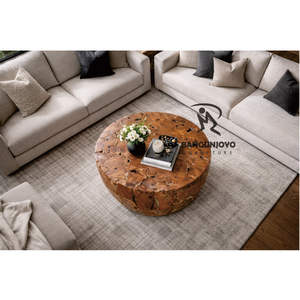 โต๊ะกาแฟไม้สักทรงกลม ดีไซน์ยุโรปโบราณ ทำความสะอาดง่าย เหมาะสำหรับห้องนั่งเล่น - Product Image 2