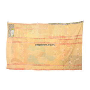 Couvre-lit indien vintage fait main, réversible, décoratif, style Kantha, couvre-lit lourd indien réversible, cousu à la main, ancien - Product Image 1