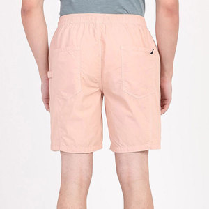Shorts cargo roses pour hommes, taille mi-haute avec cordon de serrage, respirants, décontractés, en tissu uni, avec poches - Product Image 3