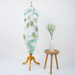 Nueva llegada palmera impresa algodón mano bloque algodón ropa de playa pareo para mujeres - Product Image 4