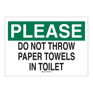 Panneau d'avertissement Brady : Ne jetez pas les serviettes dans les toilettes - Product Image 3
