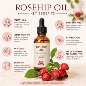 Aceite de Rosa Mosqueta 100% Puro Prensado en Frío para el Cuidado de la Piel, el Cabello y el Cuerpo - Antienvejecimiento, Nutritivo e Hidratante KDM Enterprises Haryana - Product Image 4