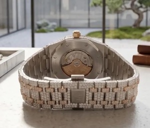 Reloj de Lujo con Diamantes en Oro Rosa, Estilo Hip Hop, con Moissanita, Diseño Exclusivo, 20mm - Product Image 4