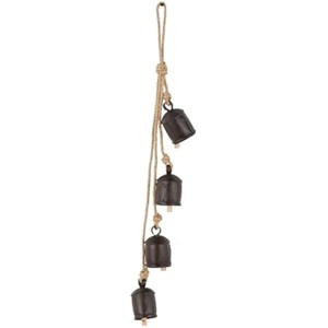 Gold-Plated Metal Wind <b>Chime</b> Four Dark <b>Bells</b> Rope Hanging Decor for Home Folk Art Ornament Featuring Flower Cross Fashion - Product Image 1
