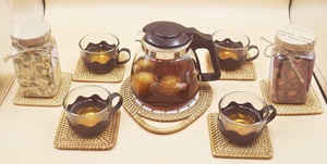 Posavasos de ratán Premium, posavasos de té y café naturales tejidos a mano para protección de mesa y decoración ecológica para el hogar - Product Image 3