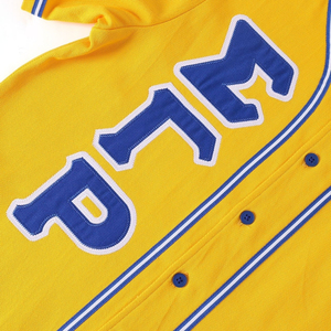 Maillot de baseball SGRHO bleu roi à manches courtes, boutonné, avec broderie de blason et lettres grecques, pour sororité et équipe universitaire - Product Image 5