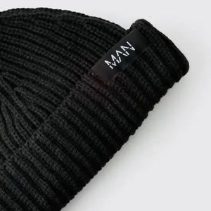 Gorros de lana y cachemira elegantes 2026, gorros de invierno tejidos con parche de logotipo personalizado - Product Image 2