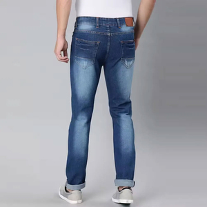 Pantalones Vaqueros Casuales de Hombre Estilo High Street, Ajuste Slim, Algodón Denim, Lavado Desgastado, Bolsillos Decorativos, Estilo Recto Medio, Logotipo Estampado en la Cintura - Product Image 4