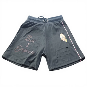 Pantalones cortos con pedrería para mujer, pantalones cortos elásticos con aberturas, pantalones cortos de moda para niñas, pantalones cortos por encima de la rodilla, pantalones cortos adornados, pantalones cortos negros - Product Image 1