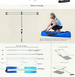 Abri solaire portable à énergie éolienne personnalisé pour l'extérieur, tente de plage en nylon à ouverture rapide avec design côtier, parasol de protection solaire - Product Image 6