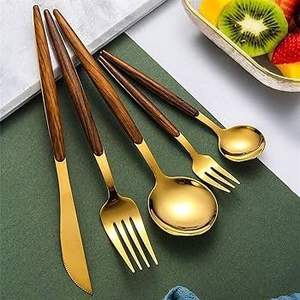 Juego de Cubiertos de Bronce Satinado, Estilo Vintage, Elegante Colección de Vajilla para Mesa de Comedor - Product Image 1