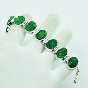 Bracelet en quartz druzy fait main, style bohème, argent sterling 925, pierre précieuse naturelle, bijoux druzy, bracelet ajustable pour femme - Product Image 2