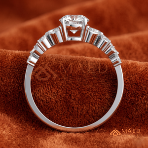 Bague de fiançailles florale en moissanite taille ronde, argent 925, avec pierres latérales marquise, bague de mariage, bijoux aspect diamant - Product Image 3