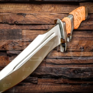 Couteau Bowie OEM artisanal en acier D2, 12 pouces, pointe clip, manche ergonomique en pierre précieuse, étui en cuir, pour la chasse et la survie en extérieur - Product Image 3