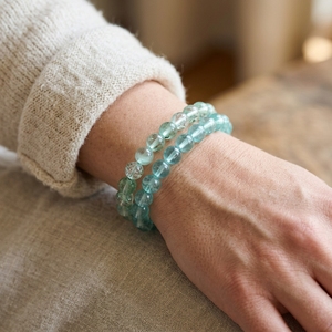 Bracelet en perles de cristal vert menthe faites à la main, cordon élastique, artisanat en plastique, bijoux empilables, ensemble d'articles cadeaux pour femmes, couleur aquamarine - Product Image 5
