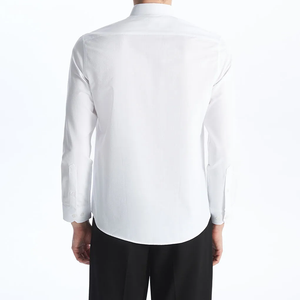 Camisa formal ajustada para hombre, mezcla de algodón y poliéster transpirable, ropa de oficina blanca con cuello dobby, camisa personalizada de etiqueta privada OEM - Product Image 6