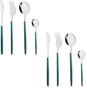 Couverts élégants en argent avec manches vertes et fines, idéaux pour les hôtels, restaurants, complexes hôteliers et tables de buffet, fabriqués en Inde. - Product Image 3